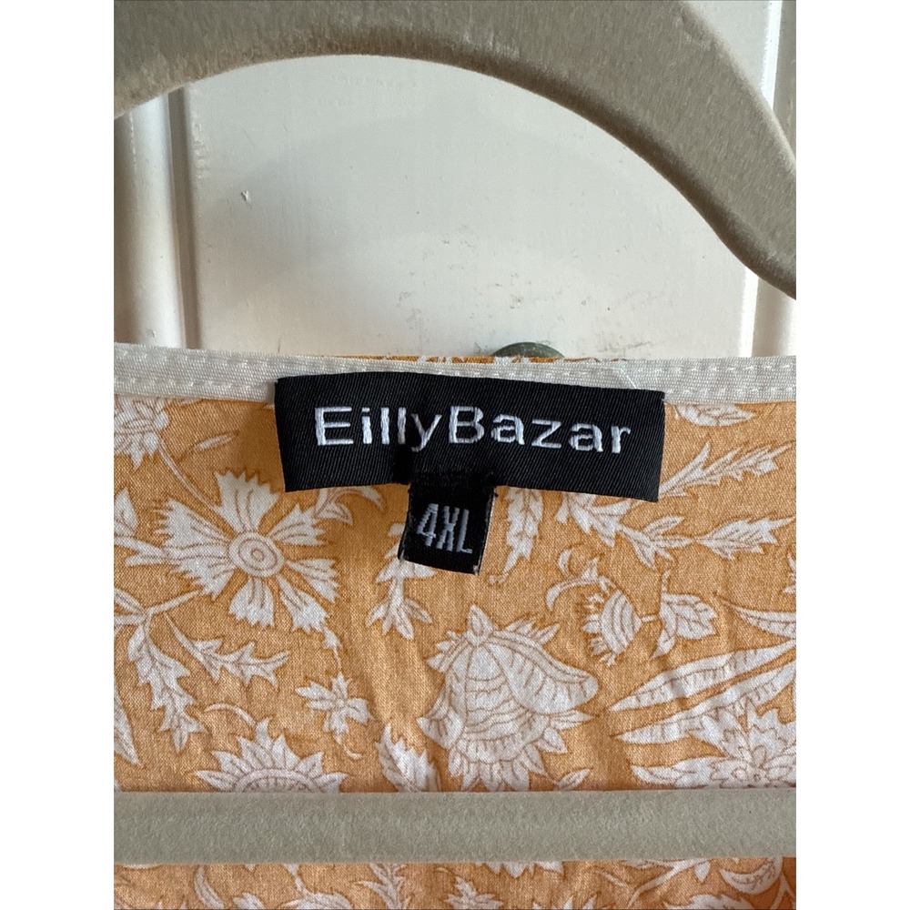 Eilly Bazar Dress Size 4XL Long 3/4 Sleeves Orange Melon Floral - Picture 3 of 8